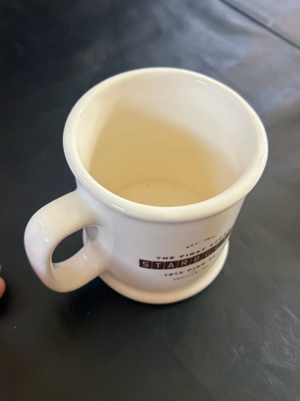 Starbucks Cream Ceramic 'The First Store' Logo Mug with Brown Print